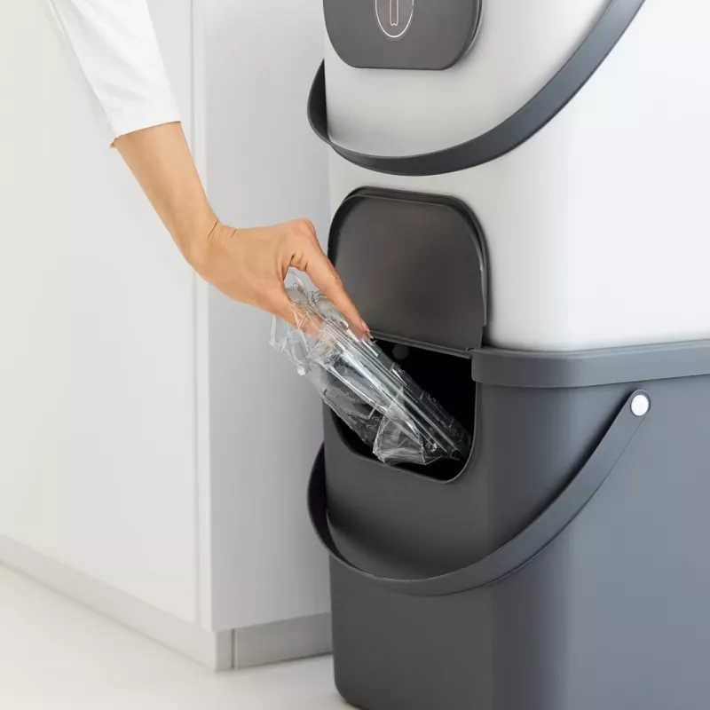 Rotho Albula prostokątny plastikowy pojemnik na odpady 40 L, antracyt, technopolimer, 400×358×340 mm