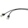Renkforce RF-4538186 Kabel sieciowy RJ45, kabel krosowy CAT 8.1 F/FTP 0,50 m czarny ultracienki, pozłacane styki wtyczki 1 szt. (RF-4538186)