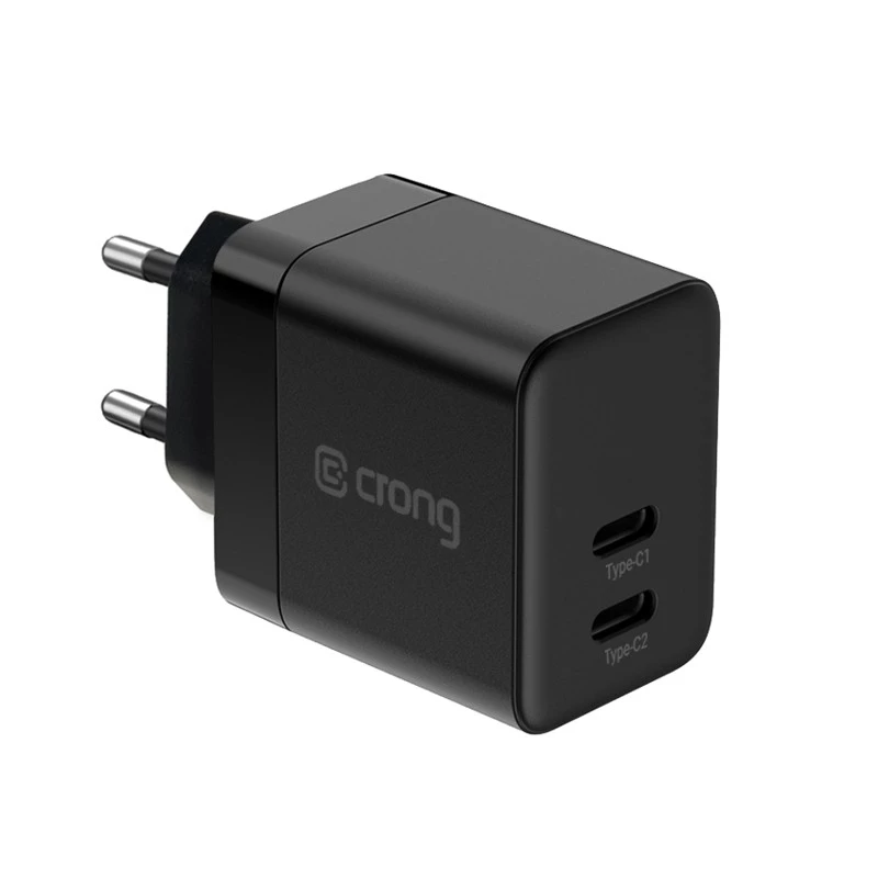 Crong ładowarka sieciowa Ultra Compact GaN 35W PD 3.0 2x USB-C (czarna)
