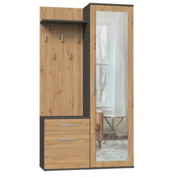 Szafka przedpokojowa Top e shop GARD DUO ANT/ART KPL — 2 drzwi uchylne, płyta wiórowa, 1000×350×1800 mm