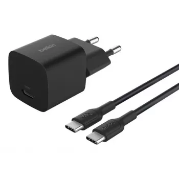 Ładowarka sieciowa Belkin BoostCharge 25W USB-C PD/PPS, kabel 1 m, czarna — do konsol przenośnych, smartfonów, tabletów