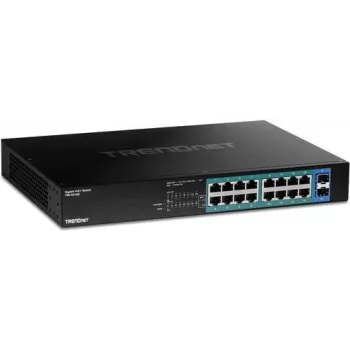 TRENDnet TPE-TG182 - Switch - 16 x 10/100/1000 (PoE+) + 2 x SFP - montaż w szafie RACK - PoE+ (240 W)