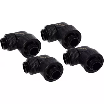 Eiszapfen 16/10mm Złączka Wkręcana 90° Obrotowa G1/4, czarna złączka, do węży miękkich (PVC, Silikon, Neopren)