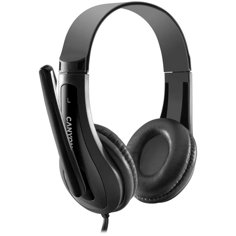 Słuchawki komputerowe CANYON HSC-1 z mikrofonem, płaski kabel 2m, czarne