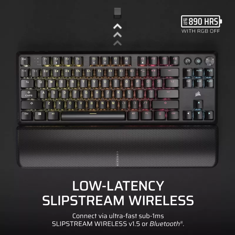 Klawiatura gamingowa Corsair K70 CORE TKL USB + RF Wireless + Bluetooth QWERTZ Czarna