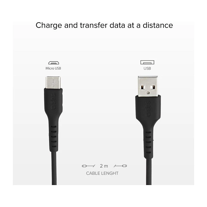 SBS TECABLEMICRO2K 2m USB A Micro-USB B Męski Męski Czarny Kabel USB (TEKabelMICRO2K)