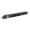 Jednostka dystrybucji zasilania LANBERG PDU-04E04I-0200-BK — 4× gniazda C13, 16 A, 220–250 V, kabel 2 m, 1U pozioma, czarna