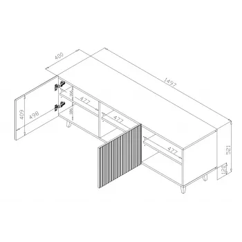 Cama szafka RTV PAFOS 150x42x52 biały matowy