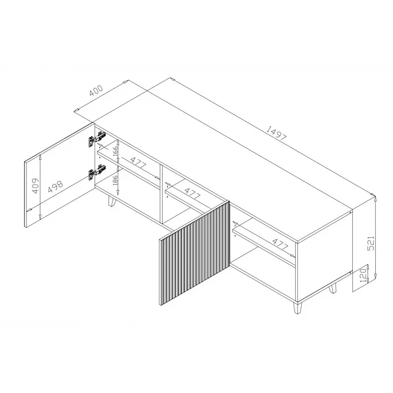 Cama szafka RTV PAFOS 150x42x52 biały matowy