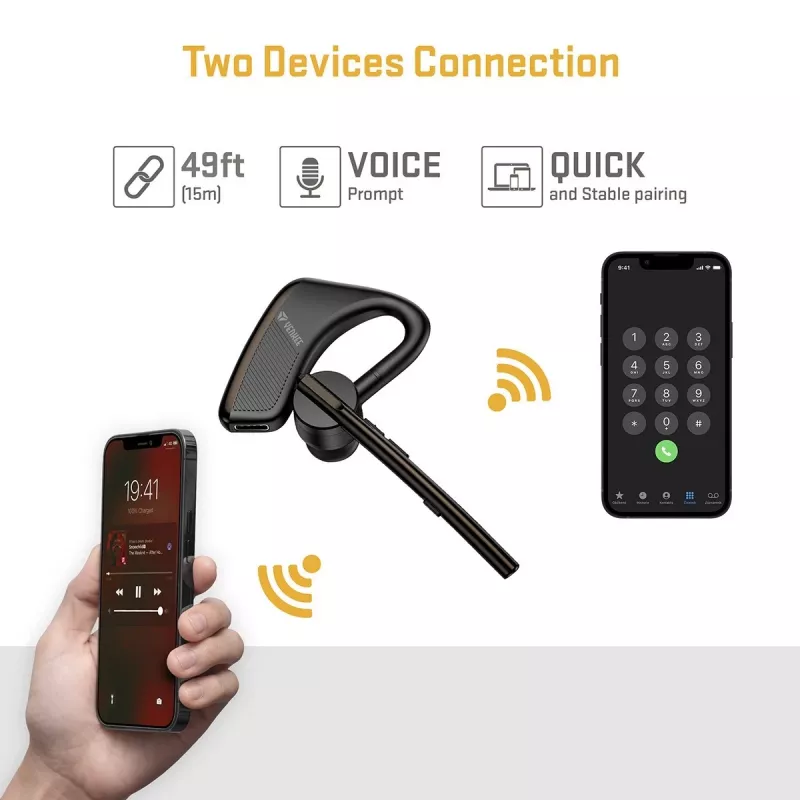 Zestaw słuchawkowy przewodowy/Bluetooth YENKEE YHF F20BK — słuchawka z mikrofonem na kablu do rozmów i dźwięku