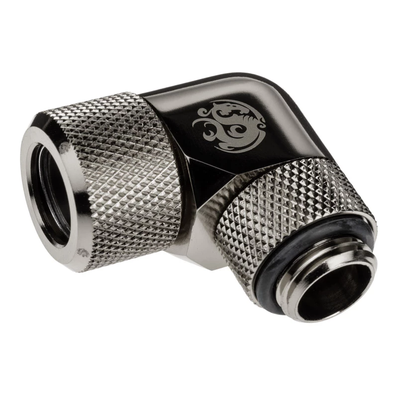 Adapter 90° BitsPower Advanced Multi-Link G1/4 cala AG na twardą rurkę 12 mm OD, obrotowy