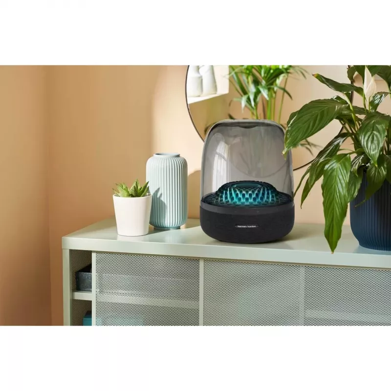 Przenośny głośnik bezprzewodowy Harman/Kardon Aura Studio 4 — 100 W, 3 przetworniki, 45–20000 Hz, Czarny/Przezroczysty