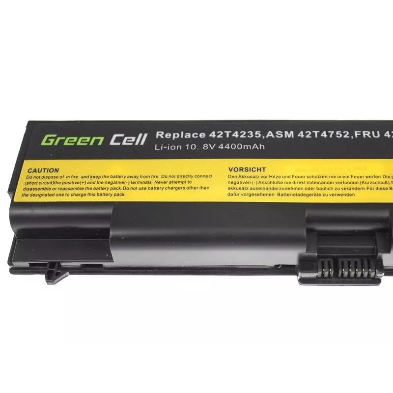 Bateria zielony Cell LE05 do Lenovo ThinkPad T410 T420 T510 T520 W510 Edge 14 15 E525 — 11,1 V 4400 mAh Li-Ion, 6 ogniw, czarna