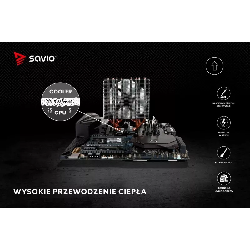 Pasta termoprzewodząca SAVIO TG-03 13,5 W/m·K, 2 g — związek termoprzewodzący