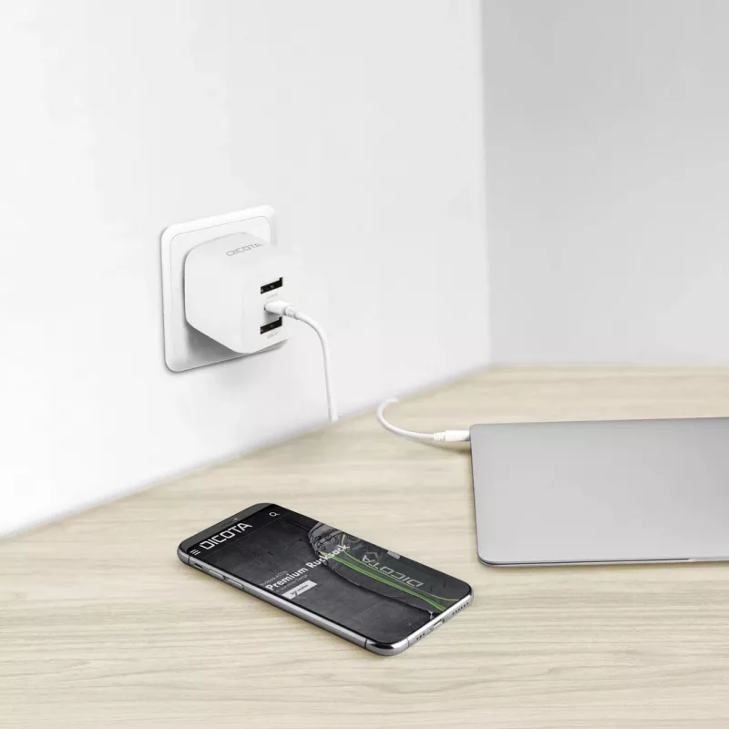 Ładowarka DICOTA D32069 do laptopa, smartfona, biała, AC, szybkie ładowanie, do użytku wewnętrznego