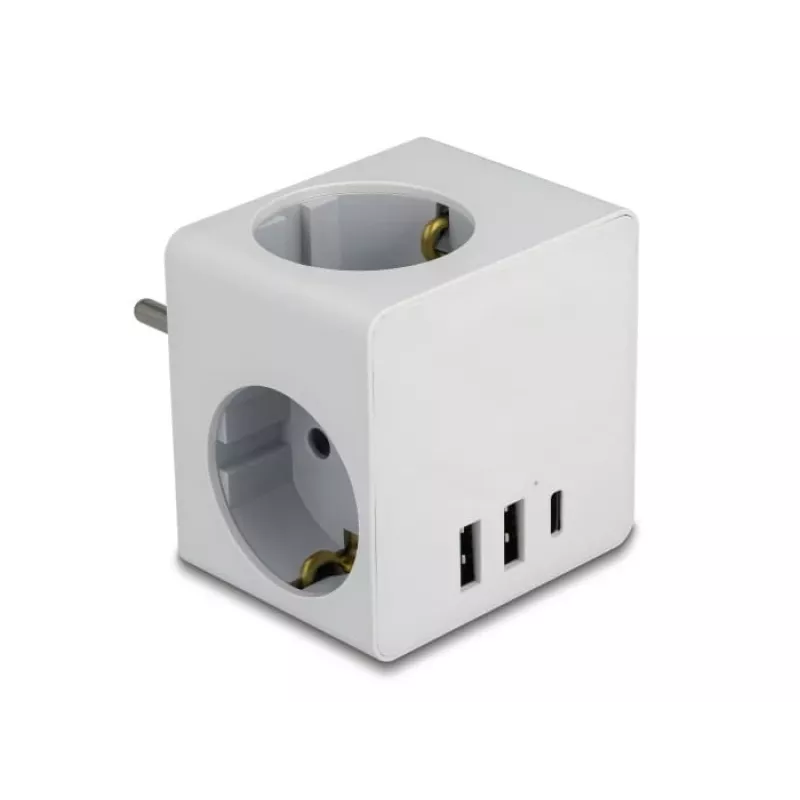 Adapter wtyczki zasilającej typu F DeLOCK 11496 2 porty USB 5 V 2,4 A 3 A