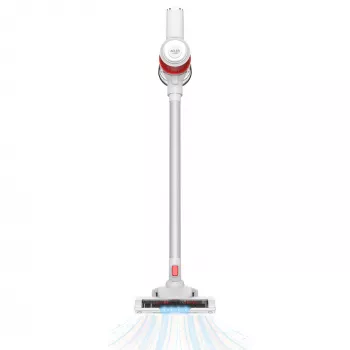 Odkurzacz bezprzewodowy Adler AD 7051 — 300 W max, akumulator 22.2 V, bezworkowy 0.6 L, rura ze stali nierdzewnej, EPA F8, oświetlenie LED, biało-czerwony