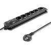 Listwa przeciwprzepięciowa Qoltec 50172 Czarna 6 gniazd AC 230V 5m