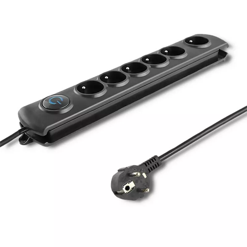 Listwa przeciwprzepięciowa Qoltec 50172 Czarna 6 gniazd AC 230V 5m