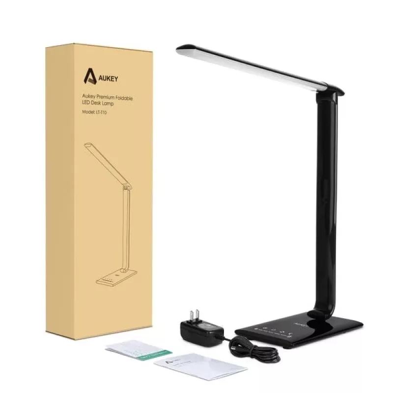 Lampa biurkowa LED Aukey LT-T10 12 W 3000–6500 K — regulowana temperatura barwowa, czarna