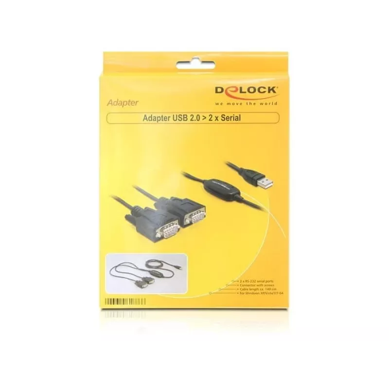 Kabel szeregowy DeLOCK 2x RS232/USB 2.0 czarny 61886