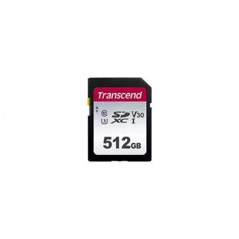 Transcend 300S - Karta pamięci flash - 512GB - Klasa wideo V30 / UHS-I U3 / Class10 - SDXC UHS-I (TS512GSDC300S)