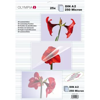 Koszulki do laminatora Olympia 9186 na format A2, przezroczyste, opakowanie 25 szt., szerokość koszulki 429 mm