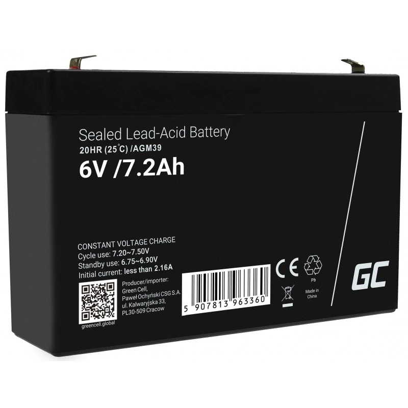zielony Cell AGM39 przemysłowy akumulator 7200 mAh 6 V