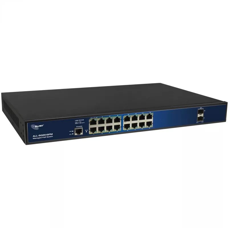 Przełącznik PoE ALLNET ALL-SG8618PM 18-portowy Gigabit (16 PoE + 2 uplink)