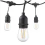 Lampki ogrodowe LED VISIONAL z 15 gniazdami E27, długość 15 m, odstęp 1 m, czarny kabel (H05VV-F 2x0.75)
