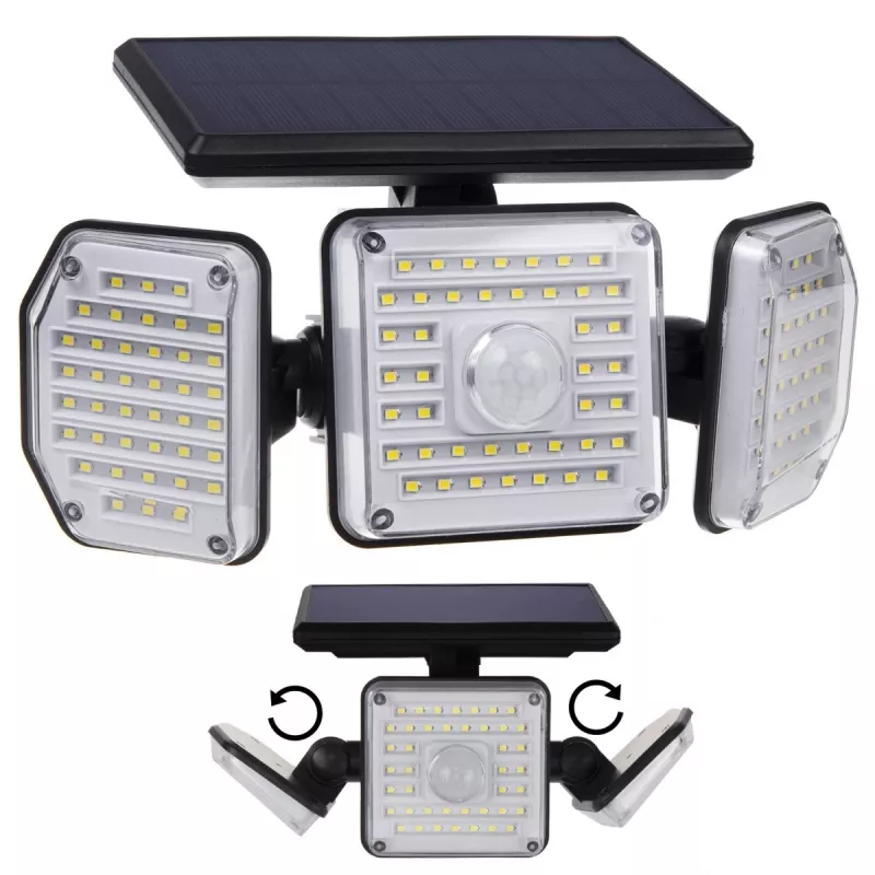 Lampa LED Solar Maclean IP65 z czujnikiem ruchu i zmierzchu 4W 320lm 4000K Li-ion 1200 mAh 3 tryby pracy Naświetlacz Oświetlenie bezpieczeństwa Ogrodu Wejścia HQ
