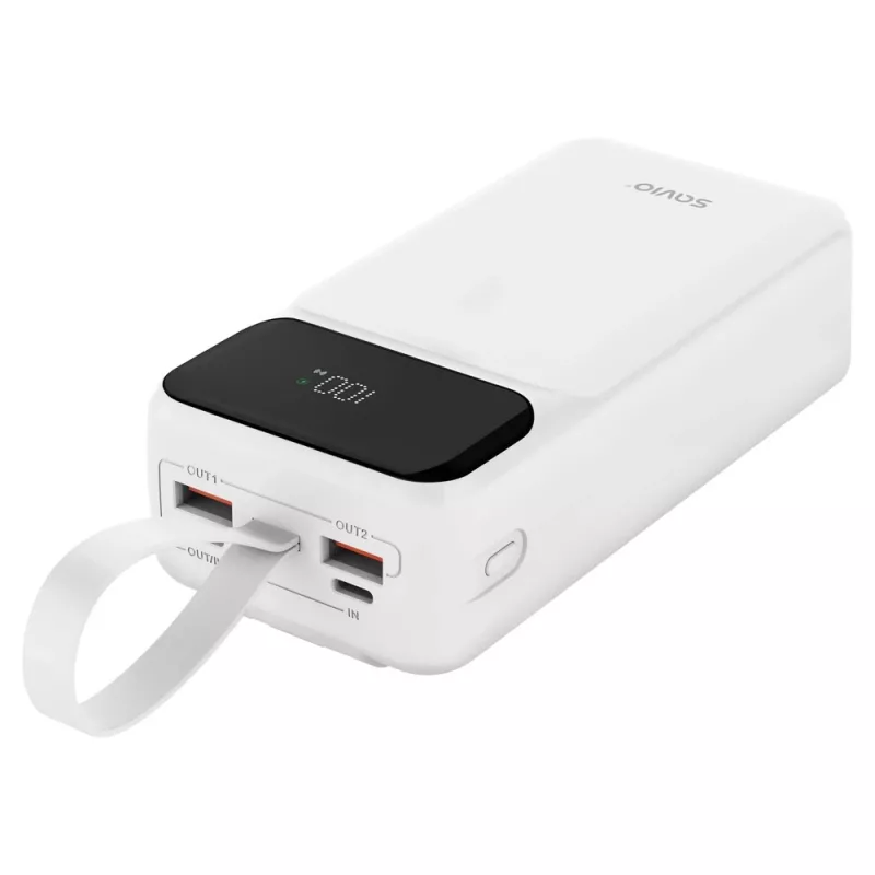 Power bank SAVIO BA-11 litowo-jonowy 3000 mAh, 3,7 V, USB-C x2, biały