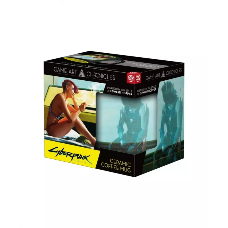 Heat Reveal Mug Good Loot Cyberpunk 2077 Game Art Chronicles - V & Edward Hopper 450 ml Czarny, Żółty