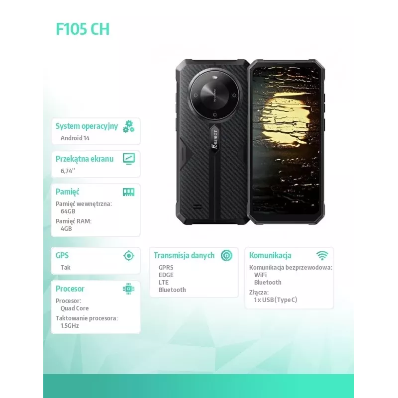 Smartfon FOSSiBOT F105 czarny Ch — FOSSIBOTF105CzarnyCH