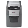Niszczarka do papieru REXEL Optimum AutoFeed+ 100X — automatyczne podawanie 100 arkuszy, cięcie krzyżowe 4 x 28 mm, kosz 34 L, aluminium