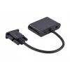 Adapter kablowy wideo GEMBIRD A-VGA-HDMI-02 0,15 m — HDMI + VGA (D-Sub) żeński na VGA (D-Sub) męski, czarny