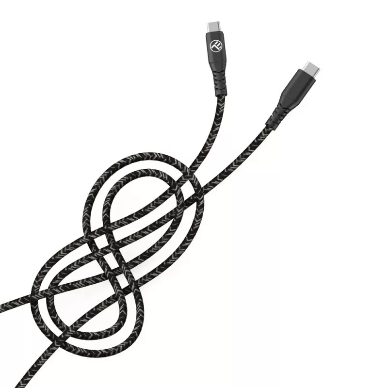 Kabel USB typu C do typu C Tellur TLL155471, 1 m, 3 A, 60 W PD, nylonowy oplot, czarny