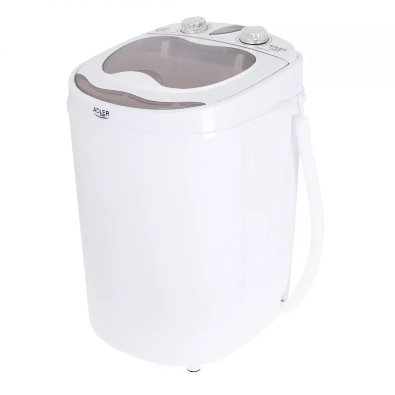 Pralnica ładowana od góry Adler AD 8055, przenośna, pojemność 3 kg, kremowa, sterowanie pokrętłem, 150 W