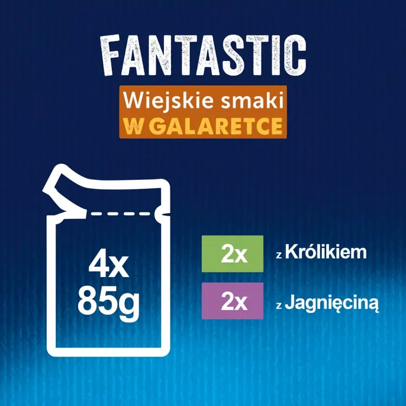 Felix Fantastic królik, jagnięcina - mokra karma dla kotów 340 g (4x 85 g)
