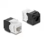 Moduł Keystone DELOCK RJ45 do LSA Cat.6 UTP bez narzędziowy, płaska konstrukcja, 16.2×28.2×19.4 mm, czarny/biały