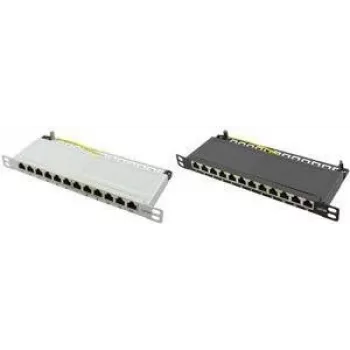 LogiLink - panel krosowy - do montażu w szafie - RJ-45 X 12 - jasnoszary, RAL 7035 - 0,5U - 25,4 cm (10)