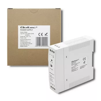 Qoltec Din Rail zasilacz | 24W | 24V | 1A | Biały | cienki