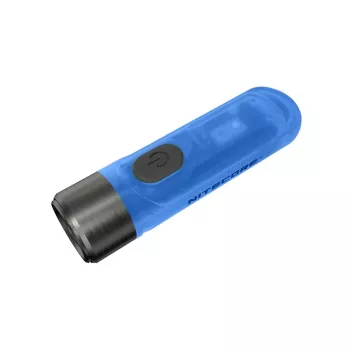 Latarka na klucze Nitecore TIKI GITD niebieski — szara, ładowana przez USB, 1 lm, 55 mm, 12 g, IP66, odporna na wstrząsy