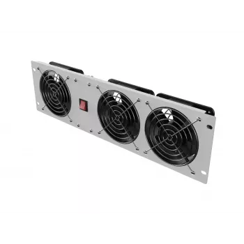 Pionowy panel wentylacyjny 19 cali do szafy rack, 3 wentylatory, 230V, szary