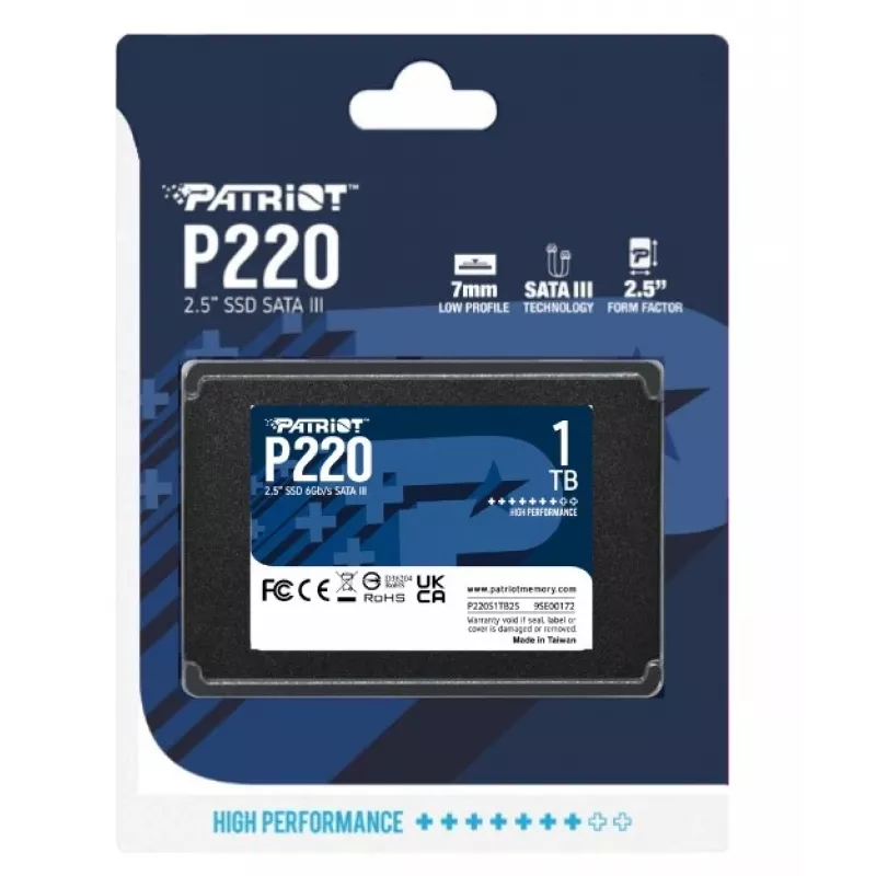Dysk SSD 2,5 cala SATA III PATRIOT P220 1 TB — 550/500 MB/s, 50 tys. IOPS, 7 mm
