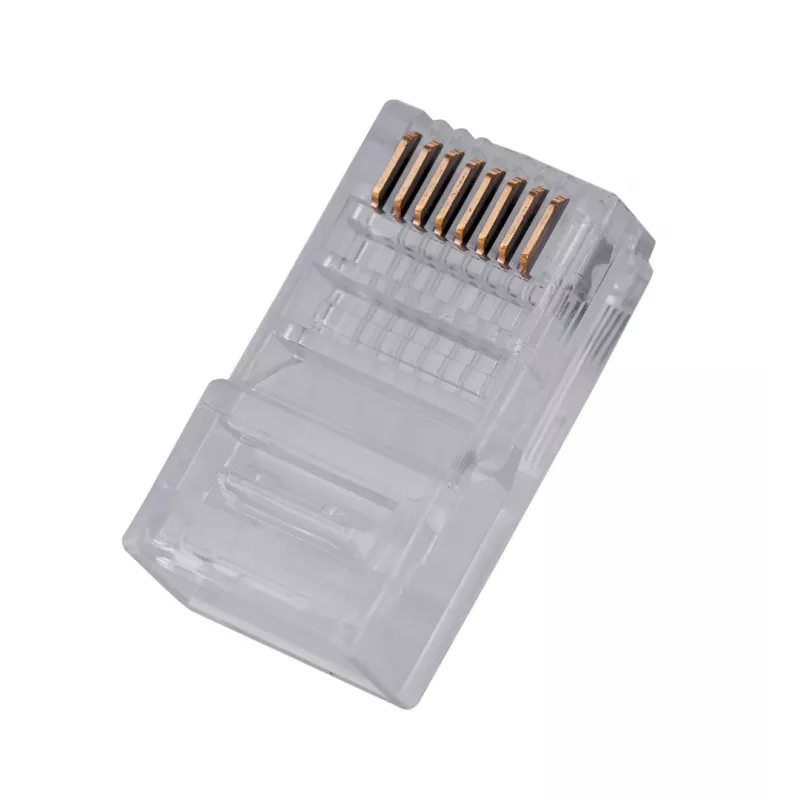 Wtyk RJ45 GEMBIRD PLUG3UP6/100, Cat5, prosty męski, przezroczysty, złote styki, opakowanie 100 szt.