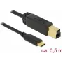 Kabel USB DeLOCK 83674 USB 3.2 Gen 2 0.5m USB C USB B Czarny