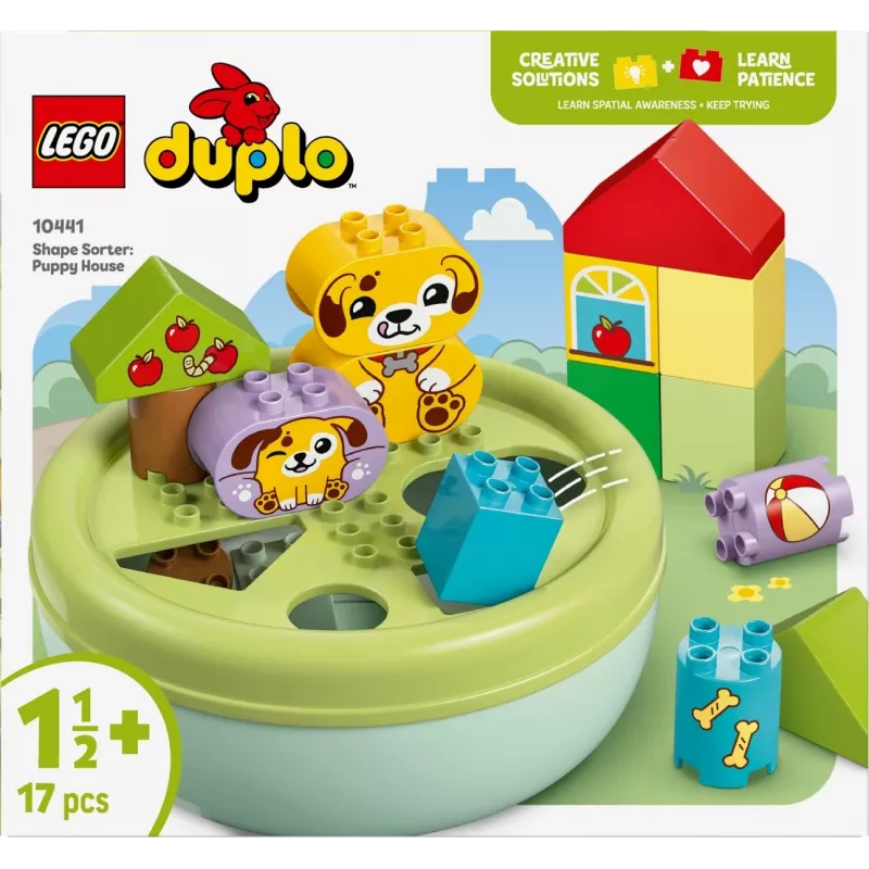 Zabawka konstrukcyjna LEGO DUPLO Domek szczeniaka z sorterem kształtów 10441, 17 elementów, dla dzieci w wieku 1½–5 lat