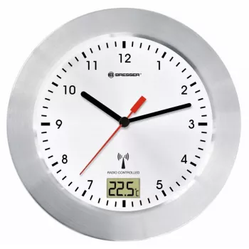 Zegar kwarcowy Bresser Optics MYTIME BATH RC Circle srebrno-biały