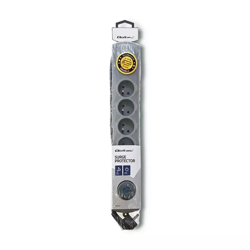 Listwa przeciwprzepięciowa Qoltec 50165 szara 6 gniazd AC 230 V 1,8 m